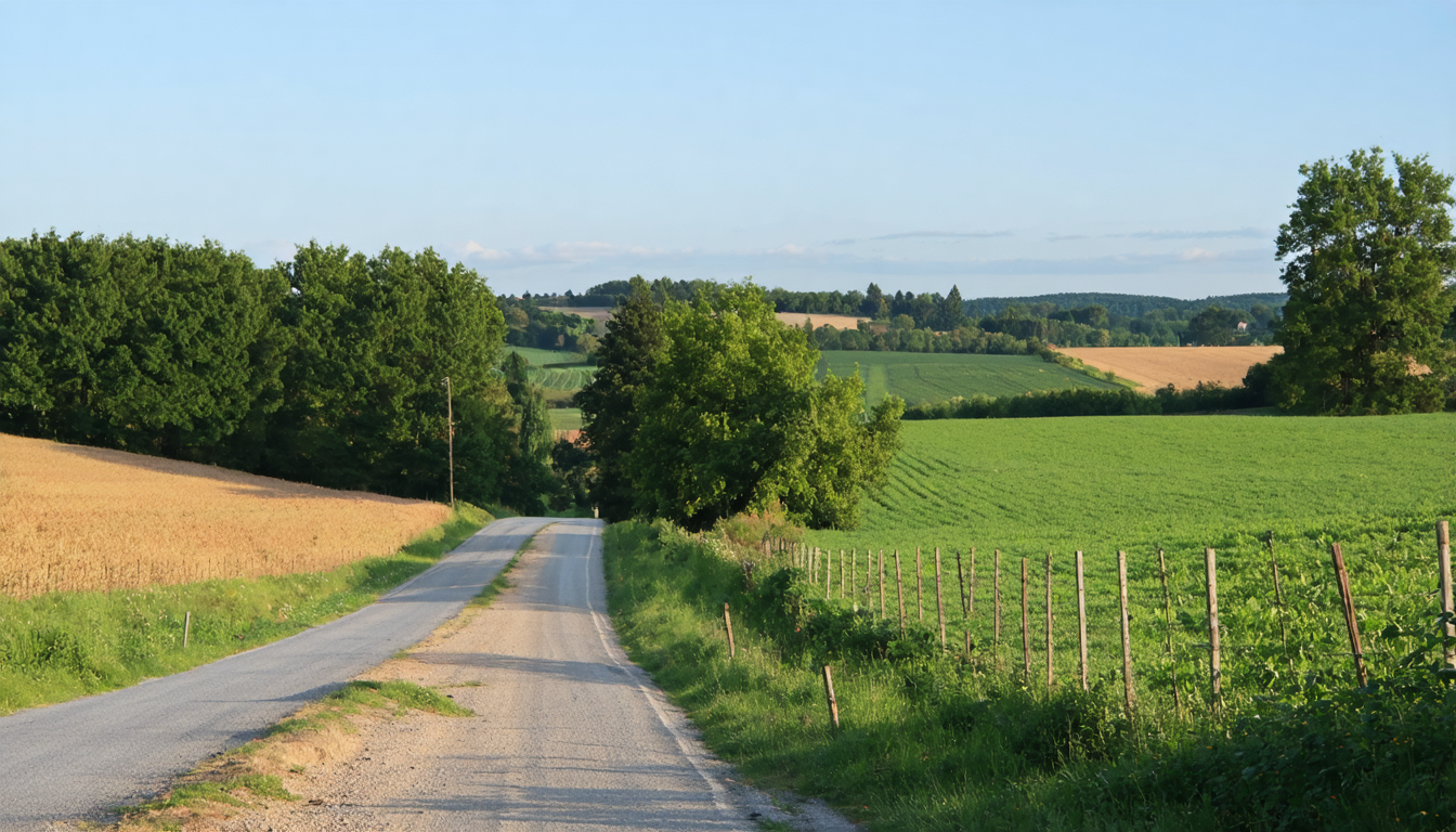 Country road in the French Province of Alsace