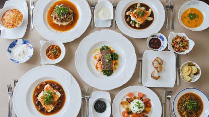 A table served with a selection of French regional dishes