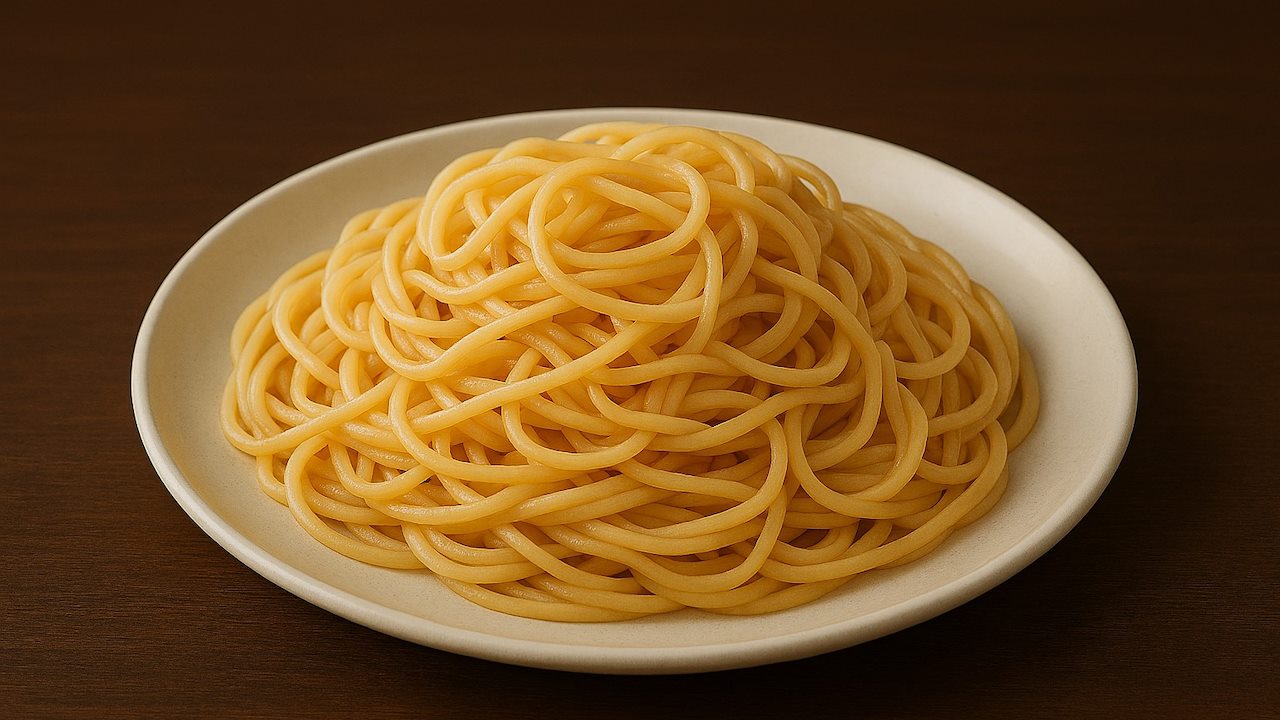 A plate of spaghetti noodles